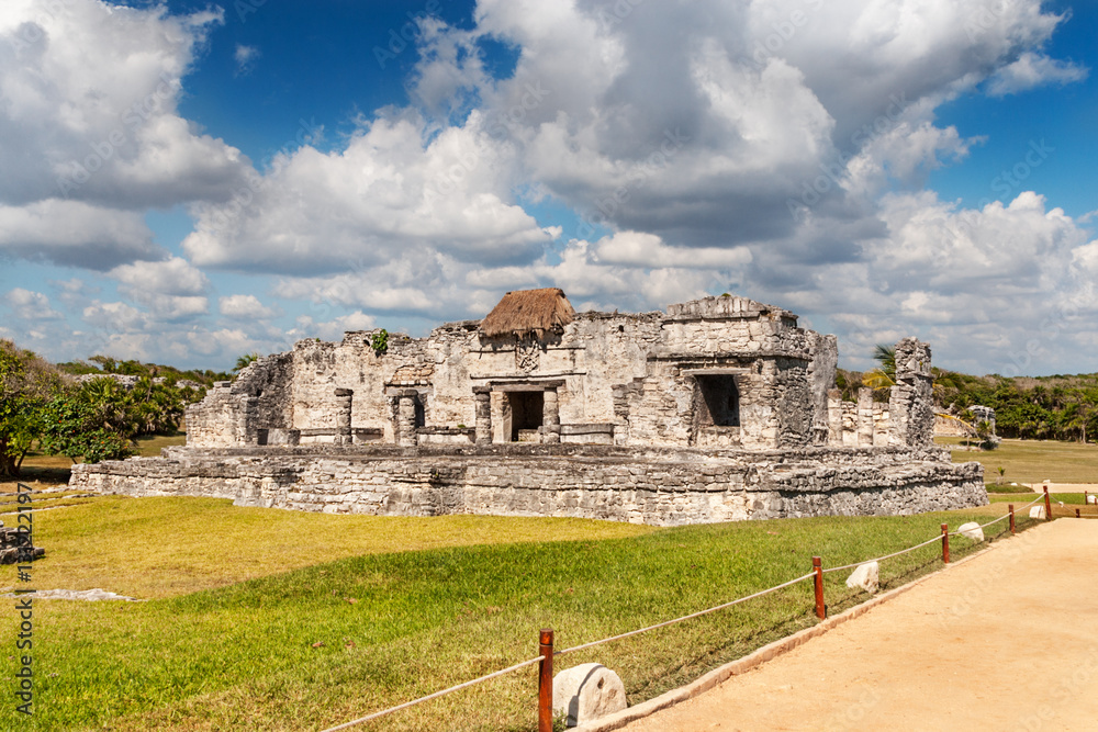 Mayan ruins at Tulum - the remains of the House of the Halach Uinic (king or ruler)