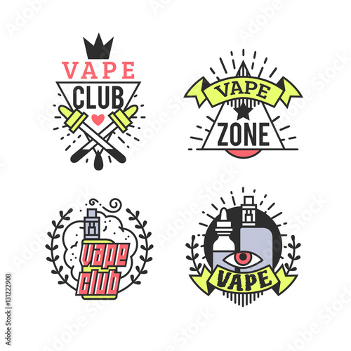 Vector Vaping Badges, Modern Line Art Labels, Vape Shop Logo
