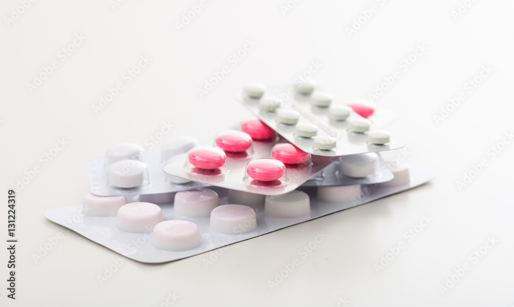 Stack of pills on white background Stack of pills on white background