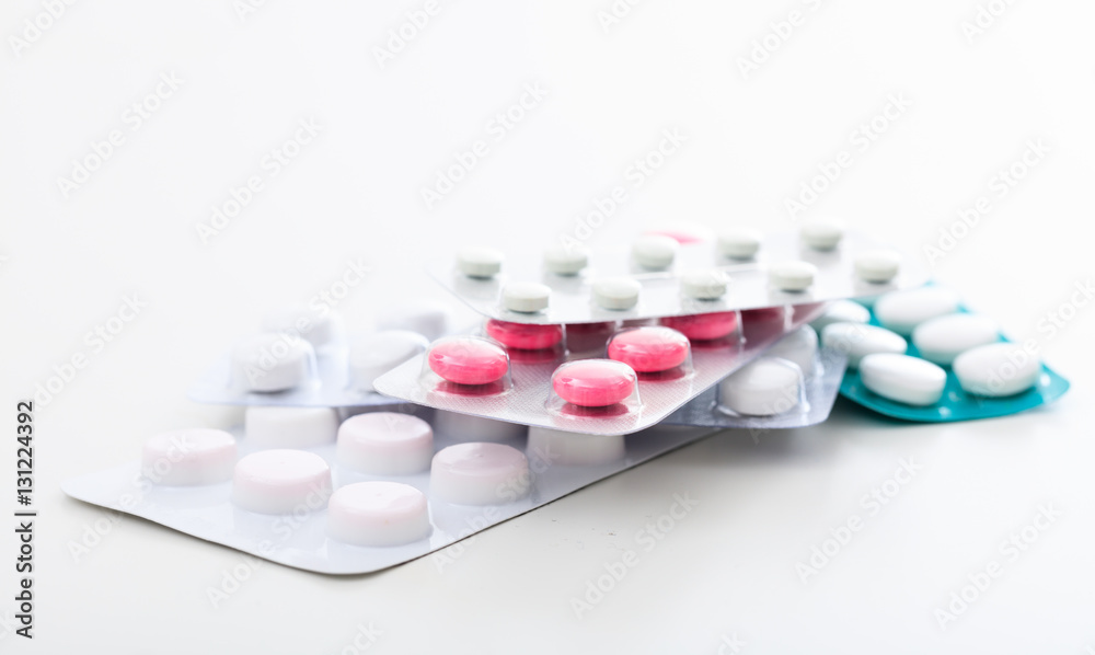 Stack of pills on white background Stack of pills on white background