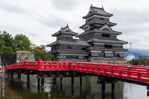 Matsumoto Castle and bridge in Japan