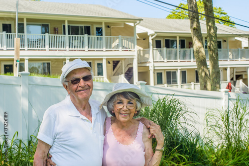 Happy senior couple on vacation, Hampton Bay, New York, USA photo