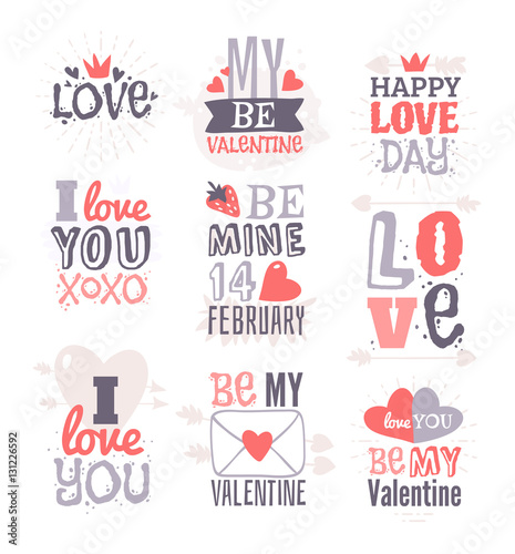 Valentines day hand drawn greeting card. Isolated vector illustration