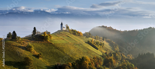 Autumn in the alps, Slovenia around the village Jamnik photo