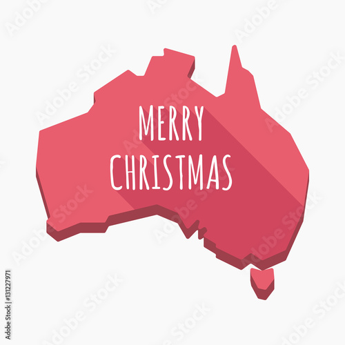 Isolated Australia map with    the text MERRY CHRISTMAS