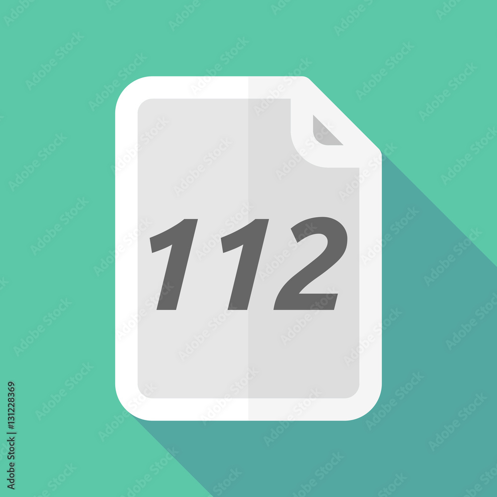 Long shadow document with    the text 112