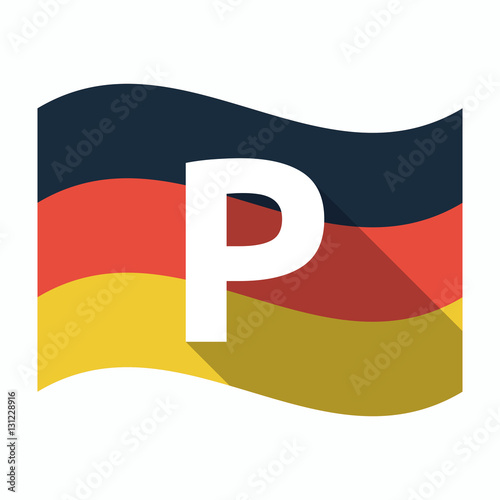 Isolated german flag with    the letter P