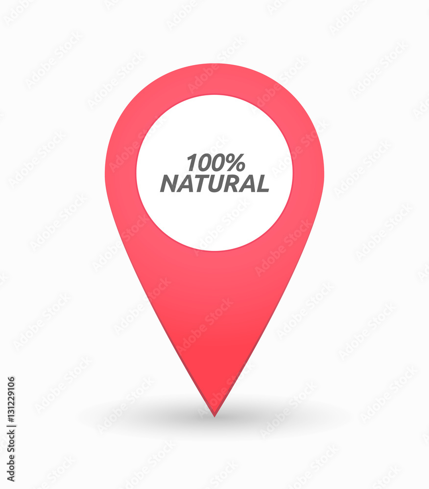 Isolated map mark with the text 100% NATURAL Isolated map mark with the text 100% NATURAL