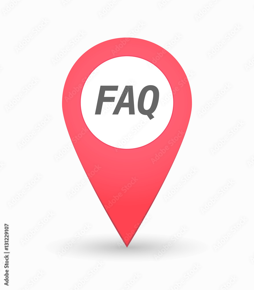Isolated map mark with the text FAQ Isolated map mark with the text FAQ