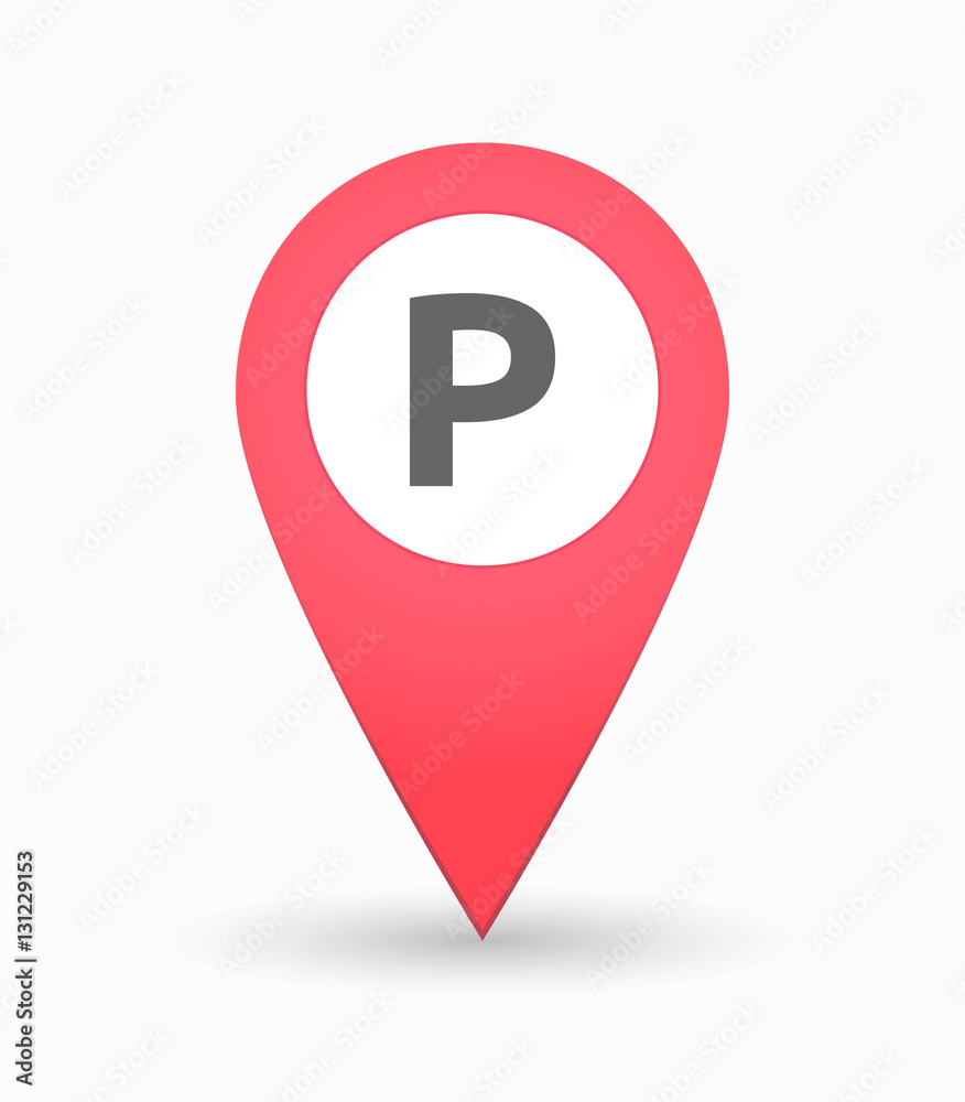 Isolated map mark with the letter P Isolated map mark with the letter P