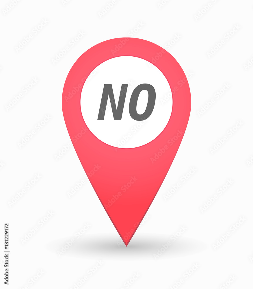 Isolated map mark with    the text NO