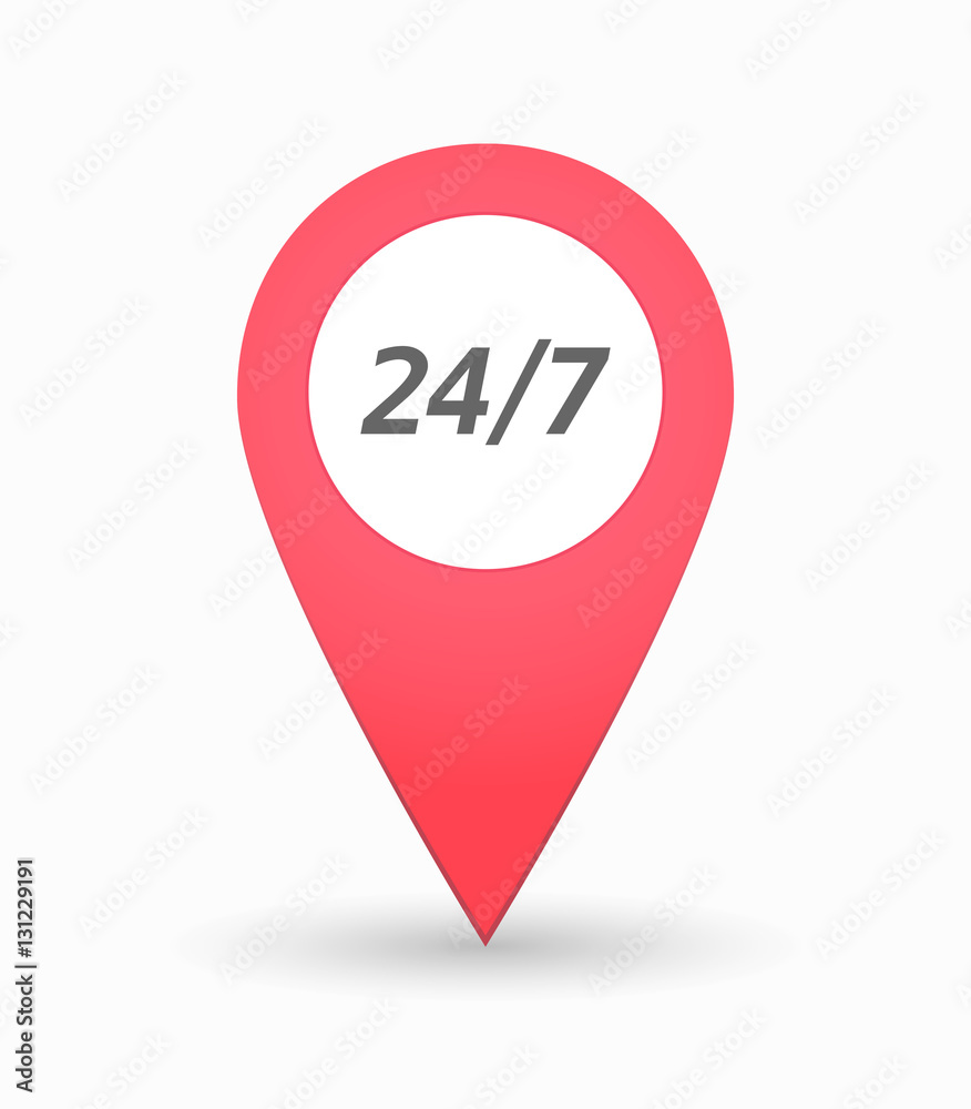 Isolated map mark with the text 24/7 Isolated map mark with the text 24/7
