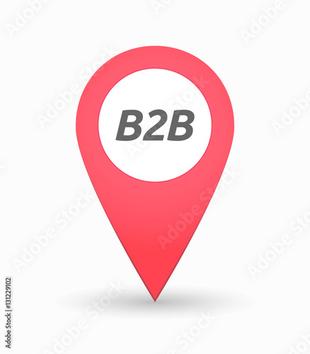 Isolated map mark with    the text B2B