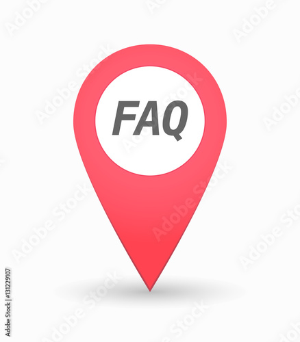 Isolated map mark with    the text FAQ