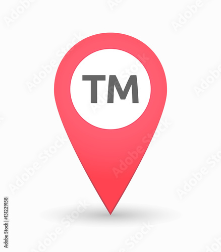 Isolated map mark with    the text TM