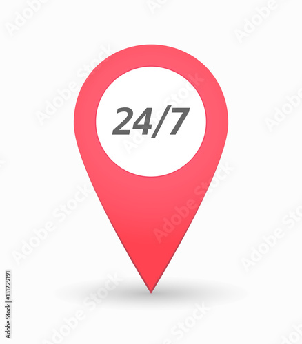 Free Download Isolated map mark with    the text 24/7 - GFXLoad
