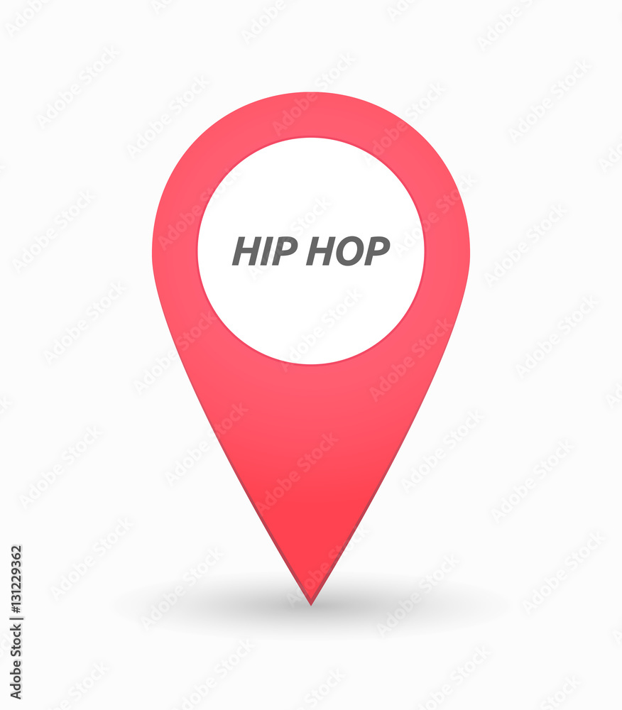 Isolated map mark with the text HIP HOP Isolated map mark with the text HIP HOP
