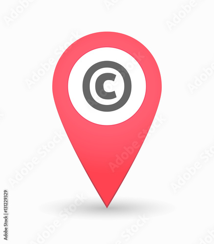 Isolated map mark with    the  copyright sign