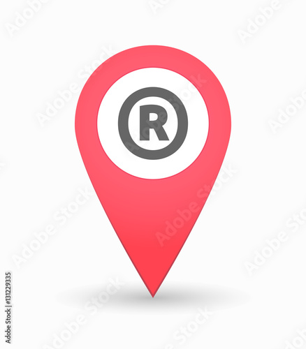 Isolated map mark with    the registered trademark symbol