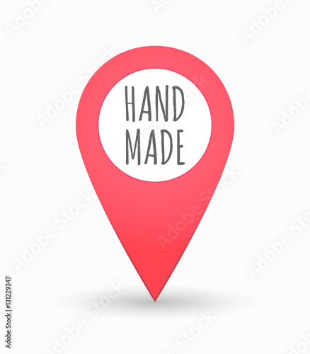 Isolated map mark with    the text HAND MADE