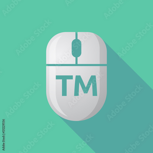 Long shadow computer mouse with    the text TM