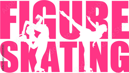 Figure Skating word with silhouette cutouts