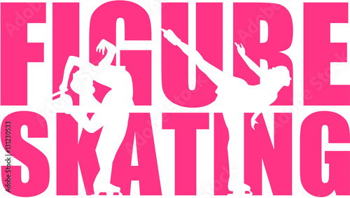 Figure Skating word with silhouette cutouts photo