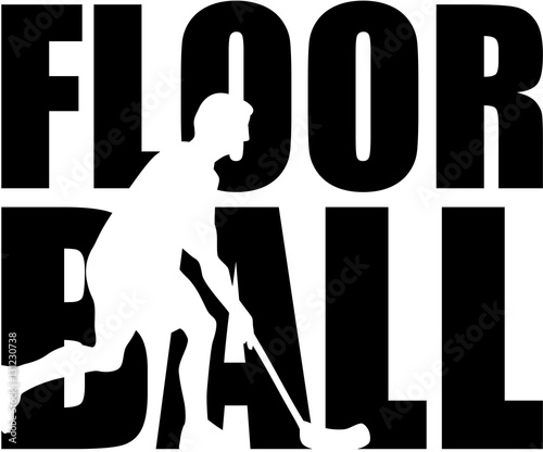 Floorball word with player cutout