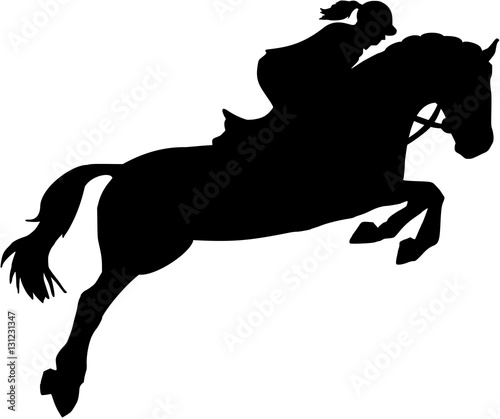 Show jumping silhouette with woman