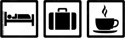 Hotel tester icons. Eat, sleep, drink.