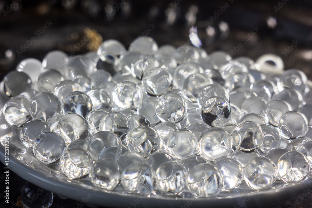 close up view fo hydrogel balls.