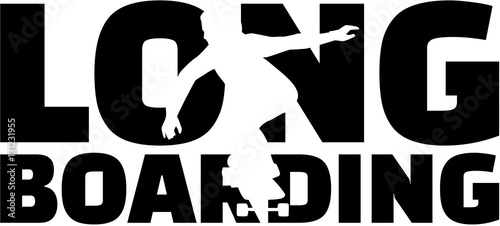 Longboarding word with silhouette cutout