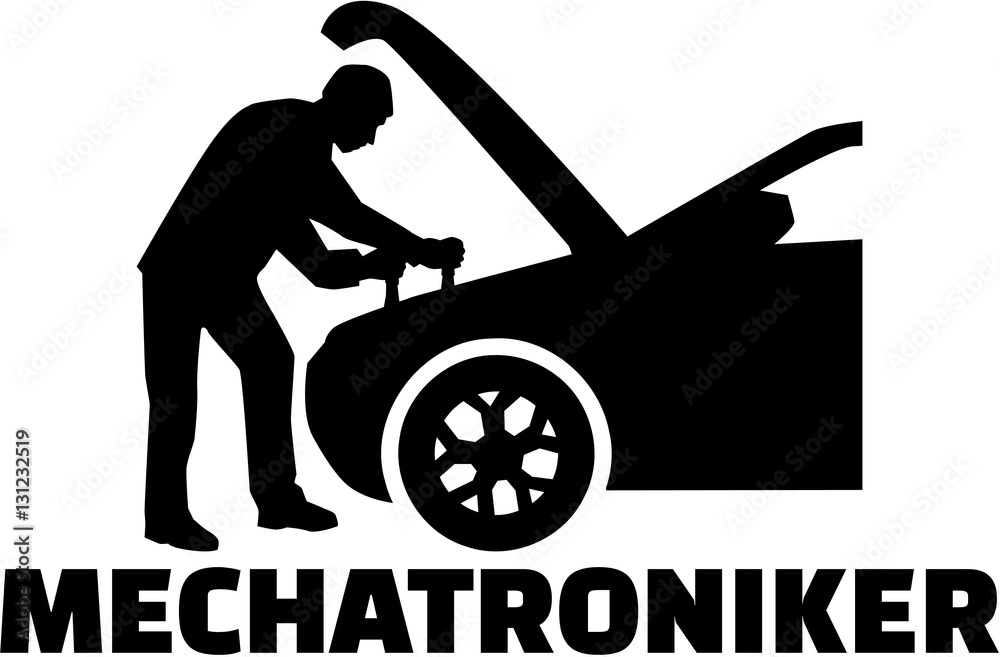 Mechatronics engineer silhouette with job title Mechatronics engineer silhouette with job title