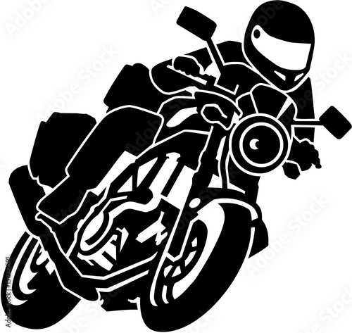 Biker on motorbike