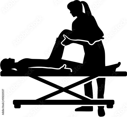 Female physical therapist helping patient silhouette