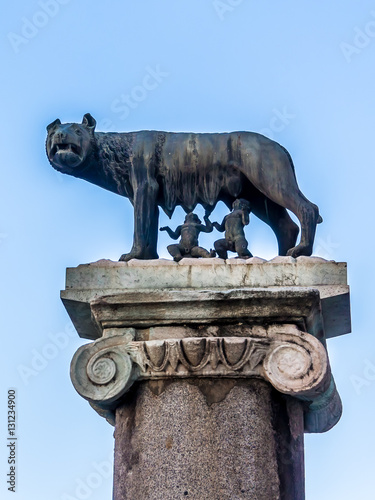 The Capitoline Wolf: Statue of the she-wolf suckling Romulus and