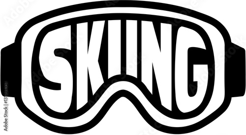 Ski googles with skiing word