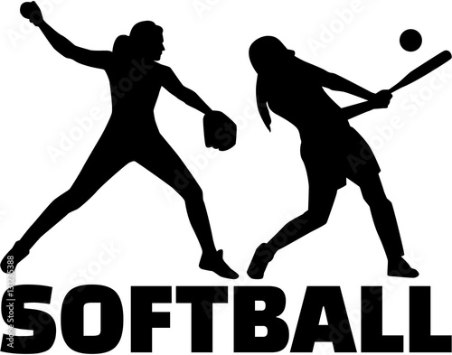 Softball silhouette set