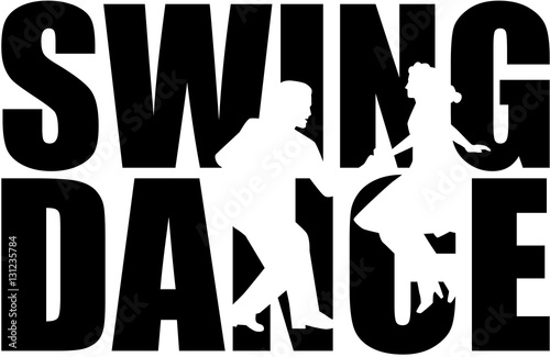 Swing dance word with couple cutout