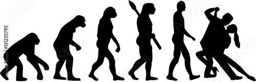 Tango dancing couple evolution