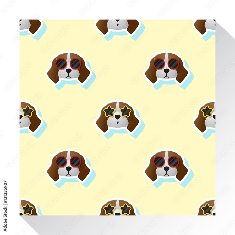 Animal seamless pattern collection with beagle dog , vector , illustration Animal seamless pattern collection with beagle dog , vector , illustration