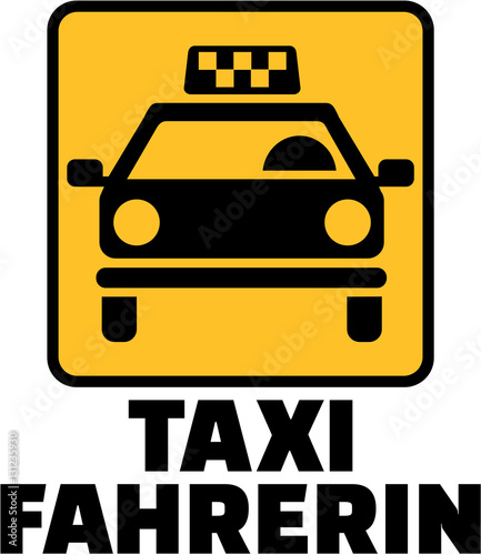 Female taxi driver with yellow cab german