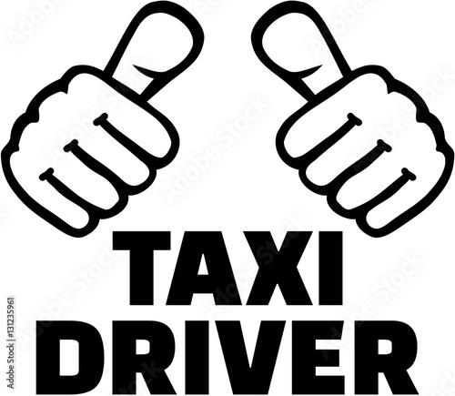 Taxi driver with thumbs. T-Shirt design.