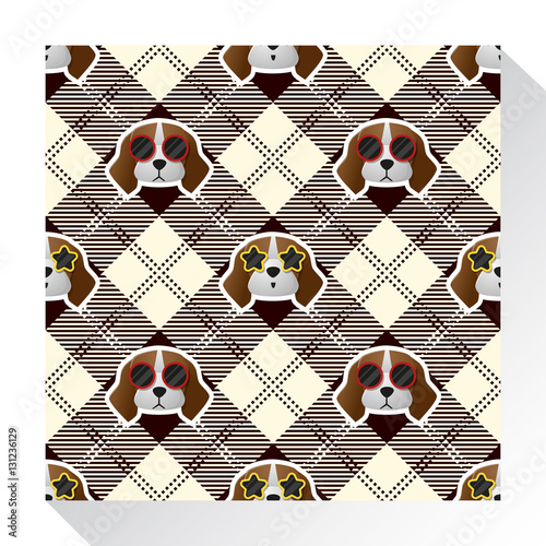 Animal seamless pattern collection with beagle dog , vector , illustration
