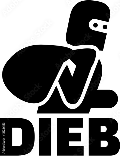 Thief icon with german word