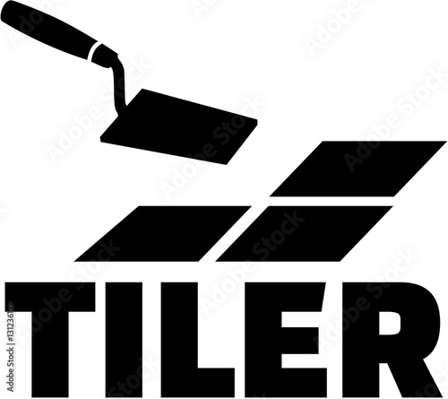 Tiler with trowel icon