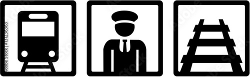 Train driver icons - train, rail and conductor