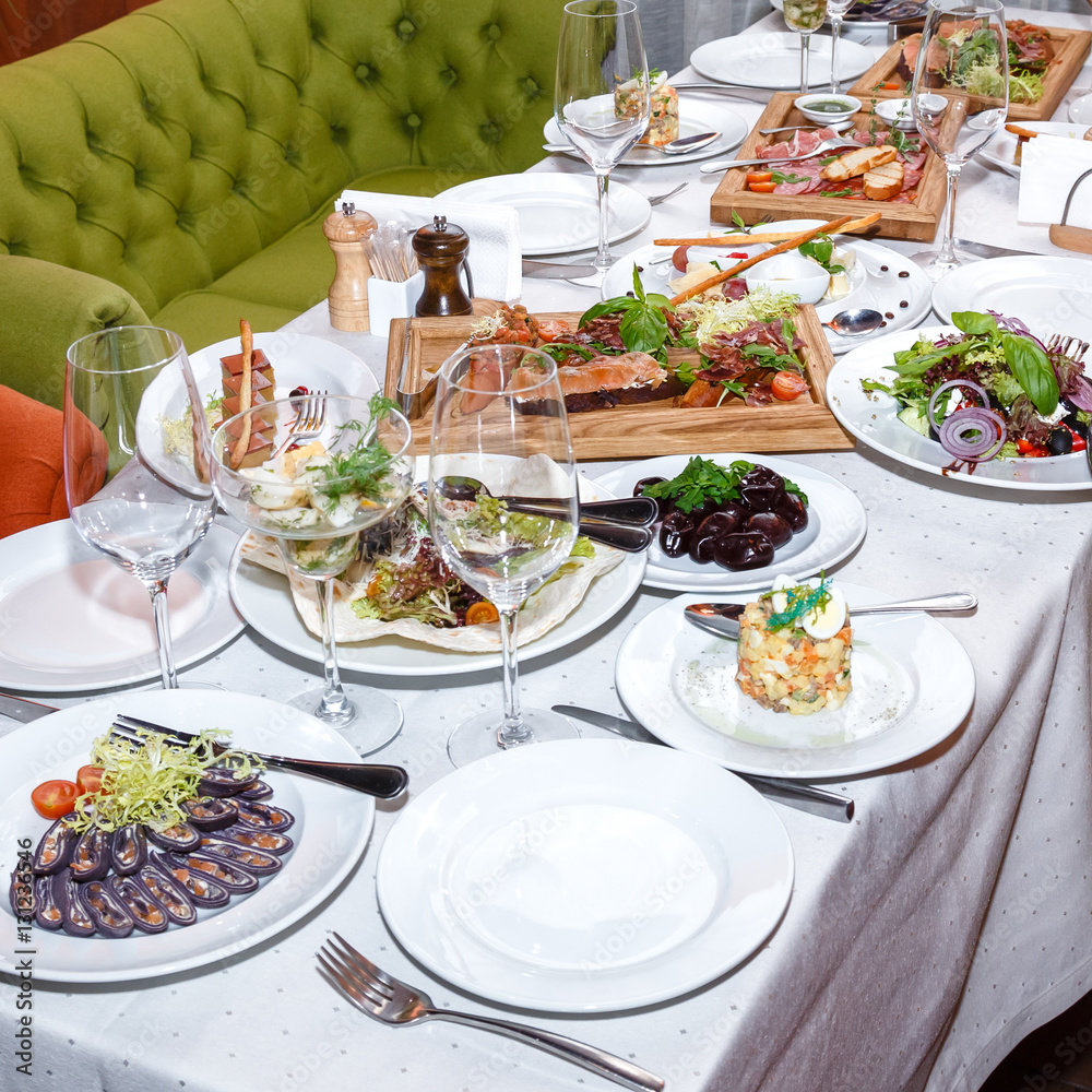 salads and appetizers  in restaurant