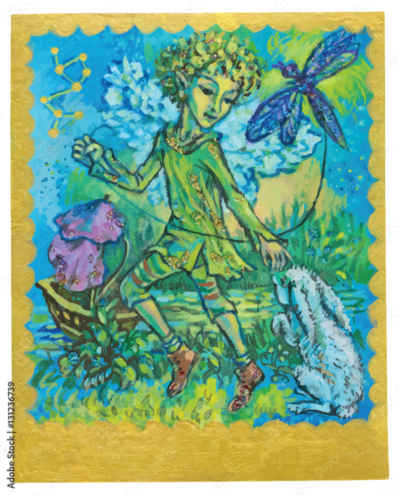 Obraz premium vector tarot card - PLAYFULNESS. Painting converted into vector. Tarot deck.