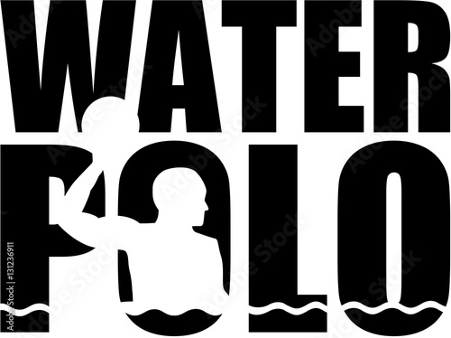 Water polo word with silhouette cutout